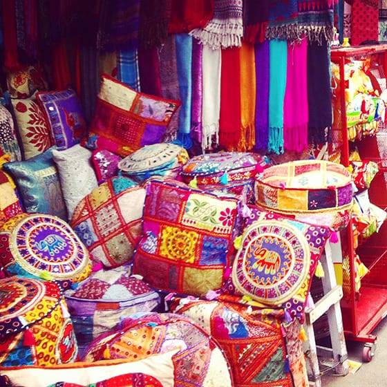 Beautiful embroidered textiles in Pushkar India
