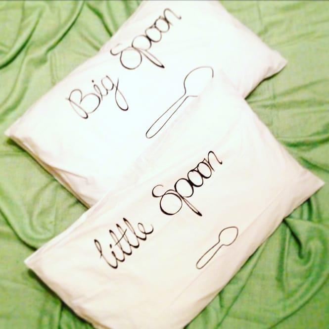 Big Spoon Little Spoon pillowcase DIY on Yellow Feather blog