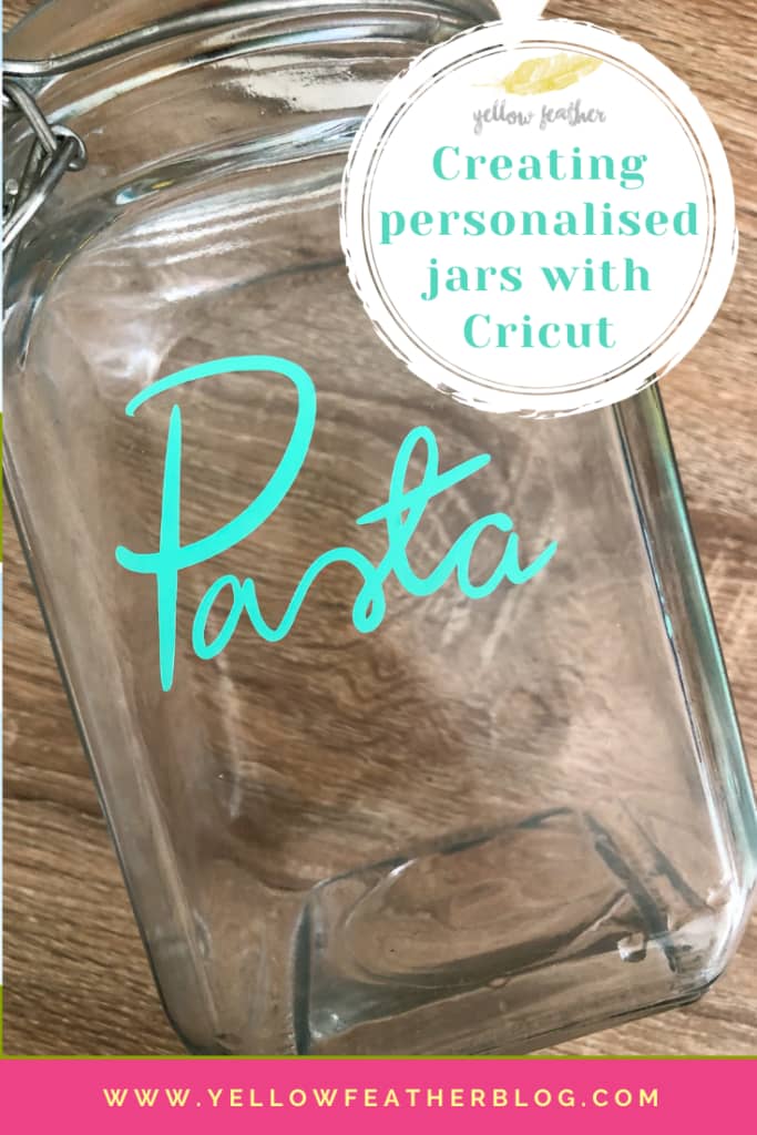creating personalised jars with cricut yellow feather blog pin 4