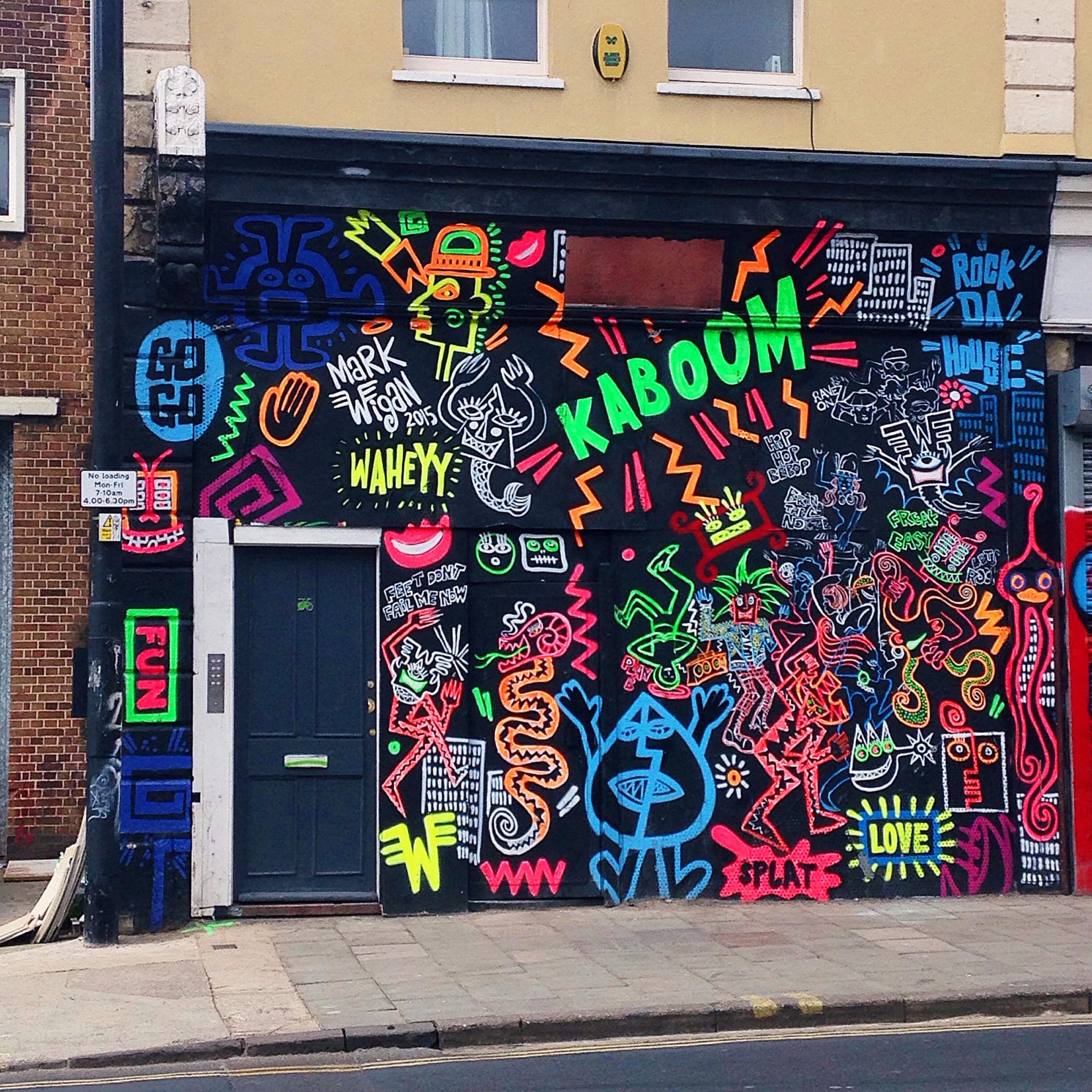 neon graphic design graffiti street art in stokes croft bristol